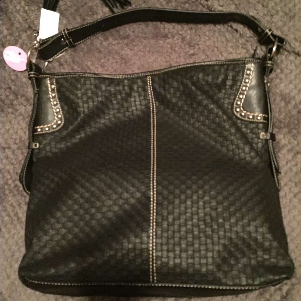 COPY - Soft black leather purse with tassel NWT